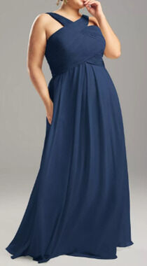 AW BRIDAL 4 S navy blue Vienna wedding Guest formal party maxi dress NEW B40